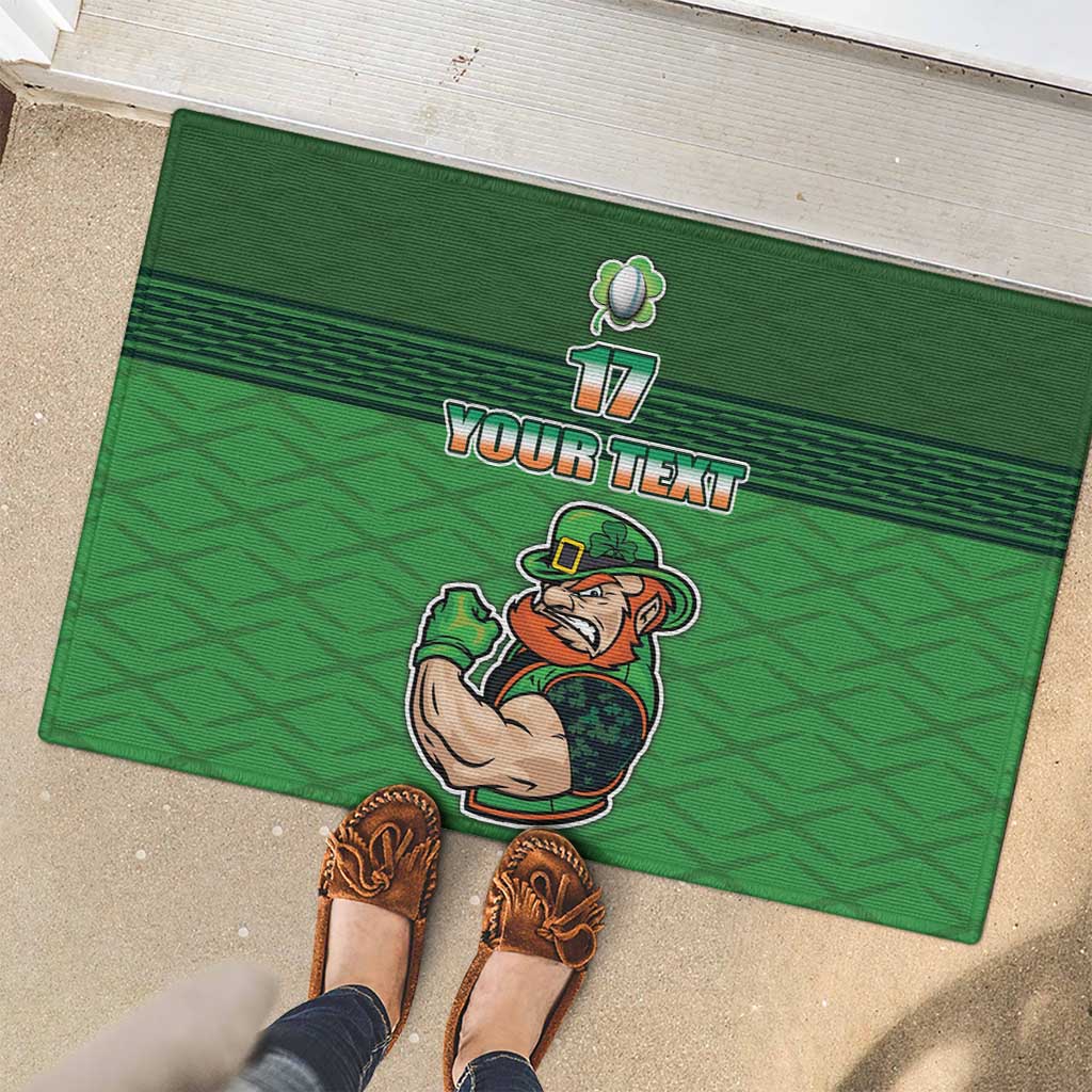 Custom Ireland Rugby with Celtic Pattern Rubber Doormat Shamrock Go Champions