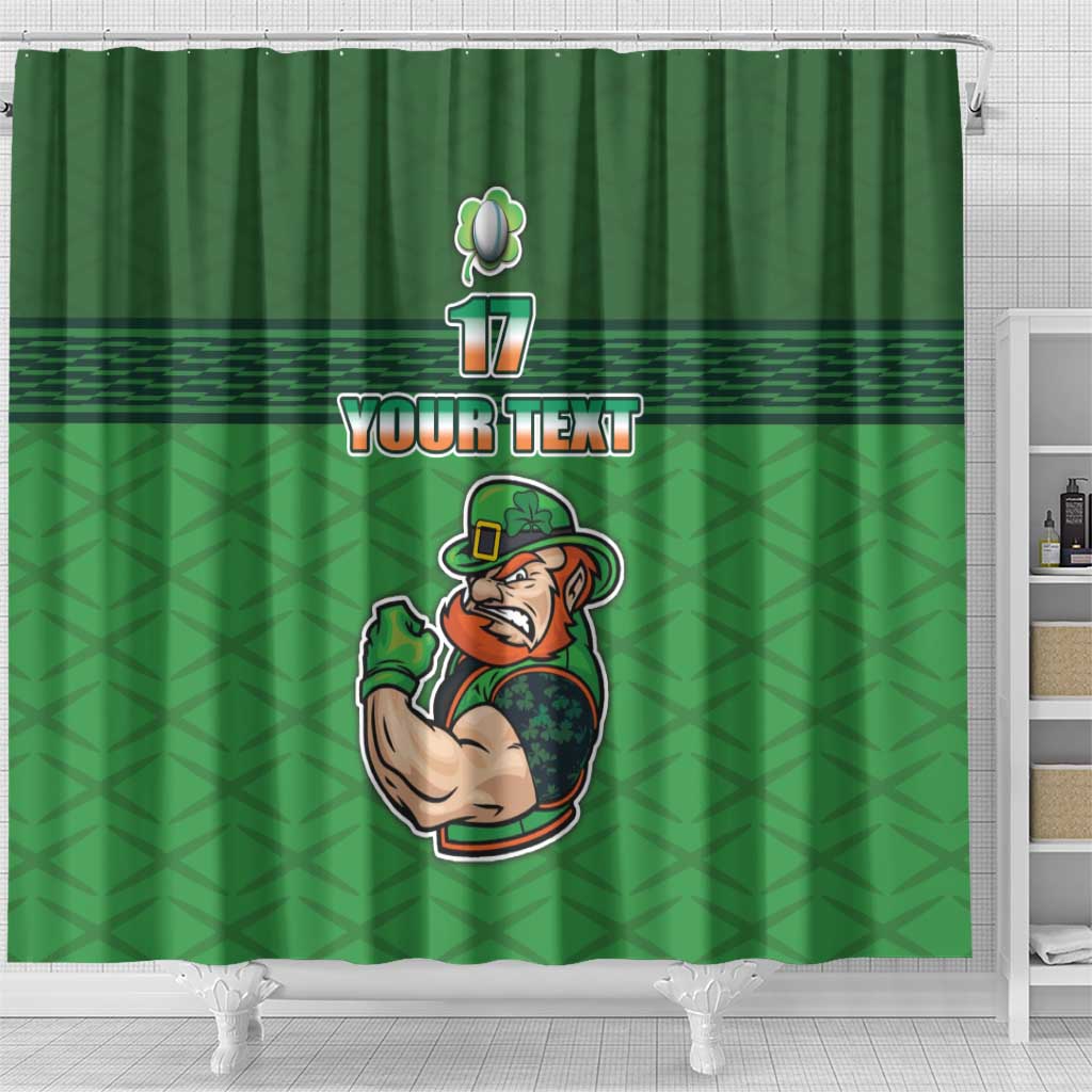 Custom Ireland Rugby with Celtic Pattern Shower Curtain Shamrock Go Champions