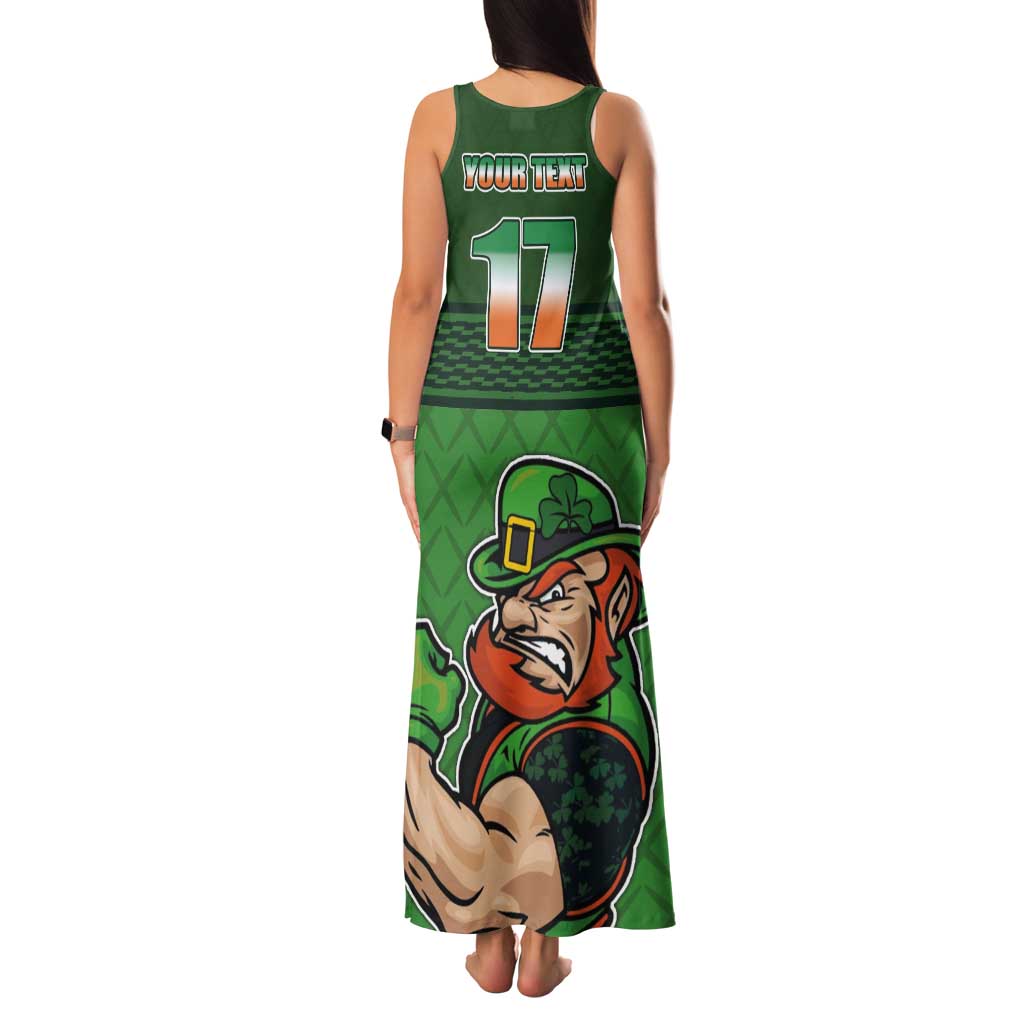 Custom Ireland Rugby with Celtic Pattern Tank Maxi Dress Shamrock Go Champions