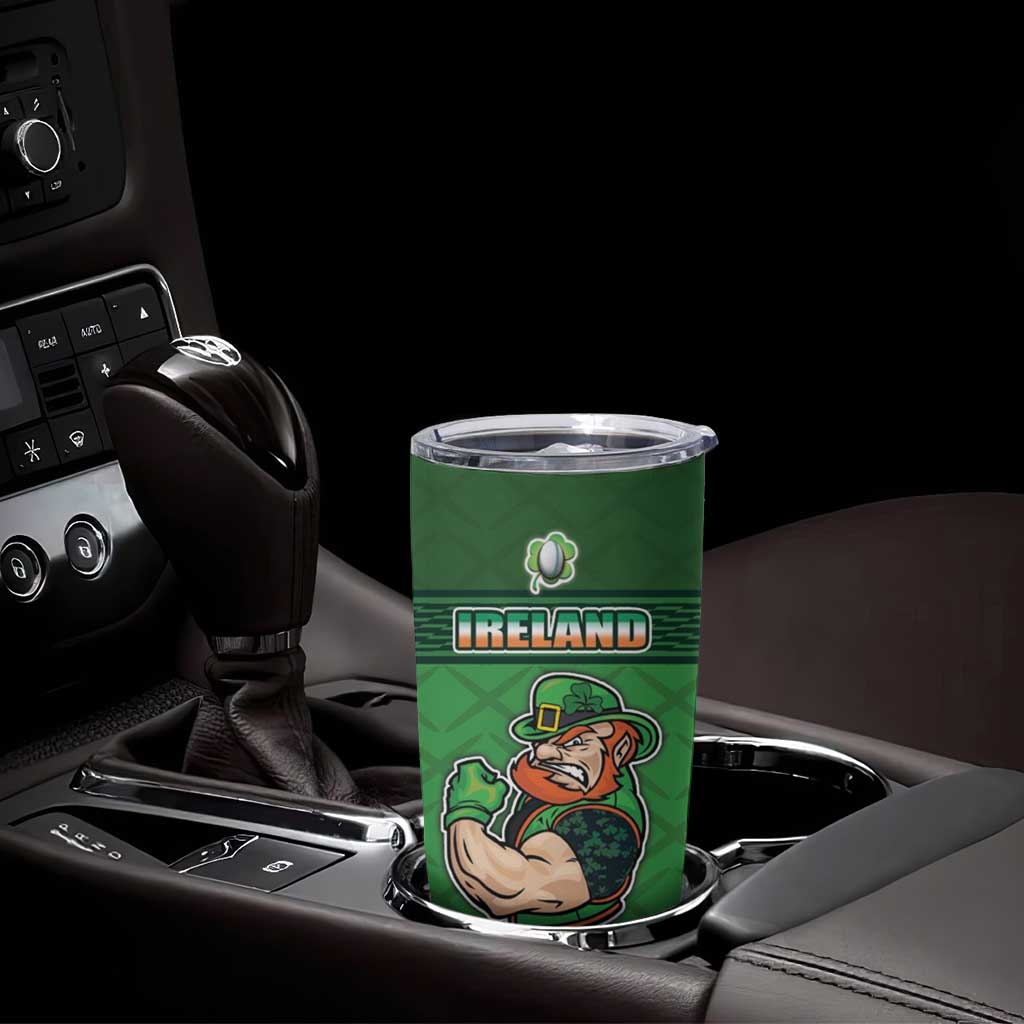 Custom Ireland Rugby with Celtic Pattern Tumbler Cup Shamrock Go Champions