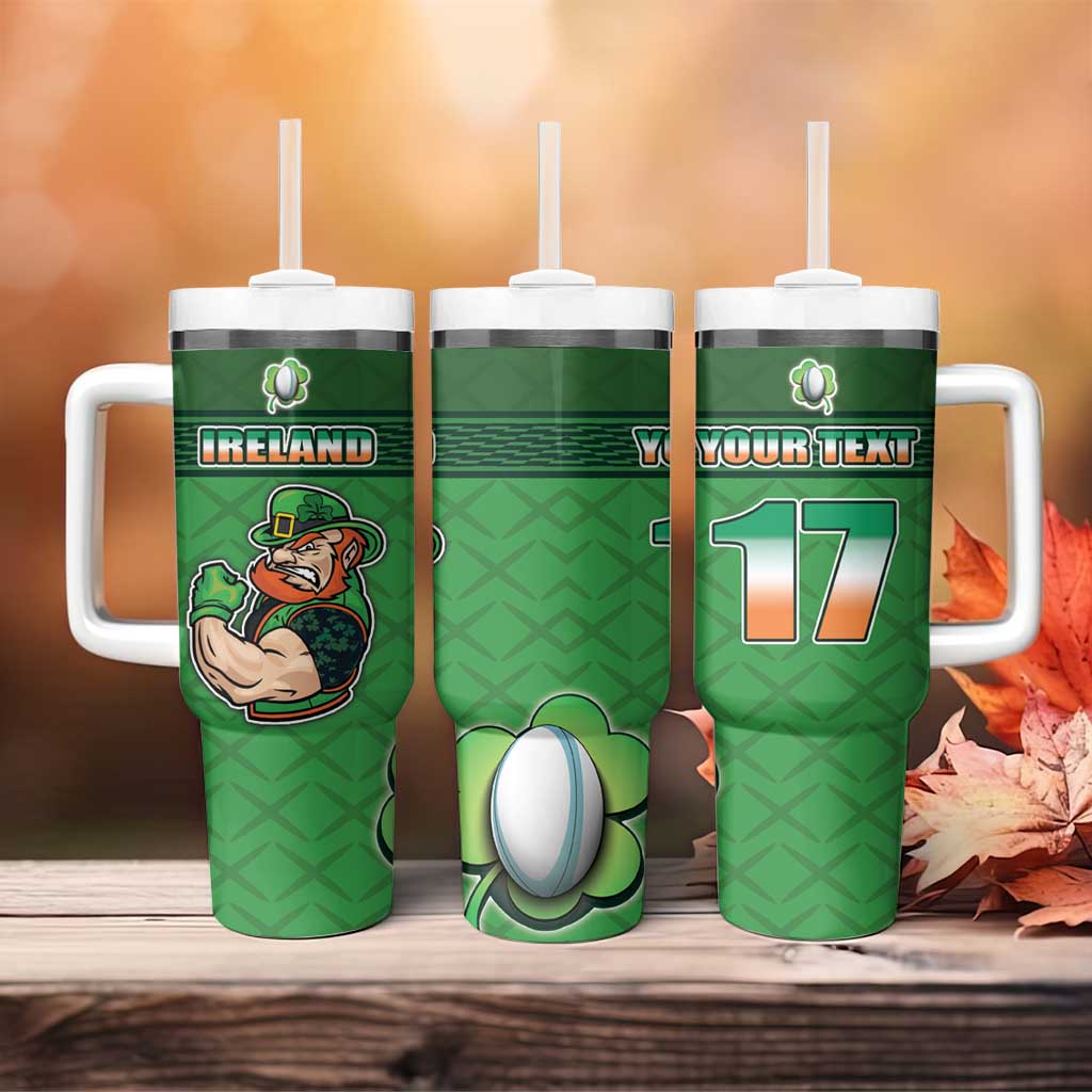 Custom Ireland Rugby with Celtic Pattern Tumbler With Handle Shamrock Go Champions