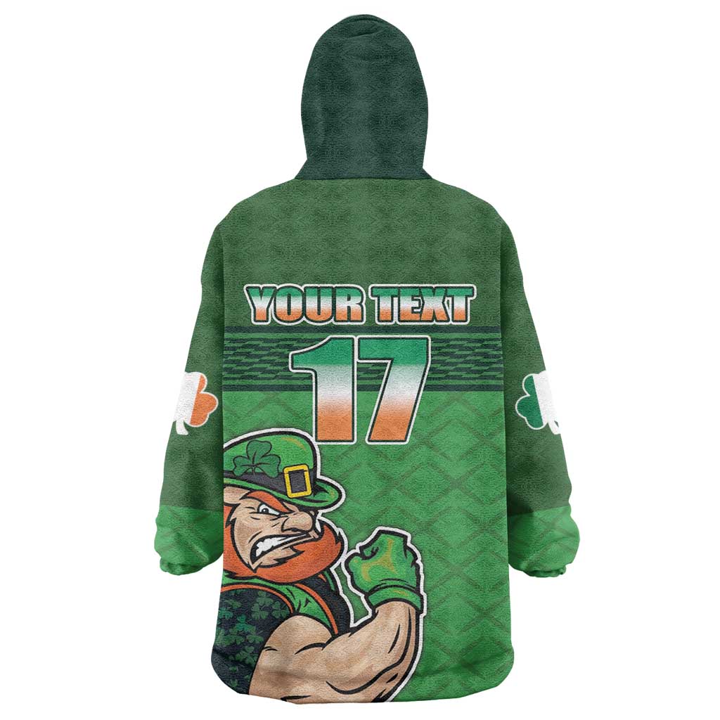 Custom Ireland Rugby with Celtic Pattern Wearable Blanket Hoodie Shamrock Go Champions