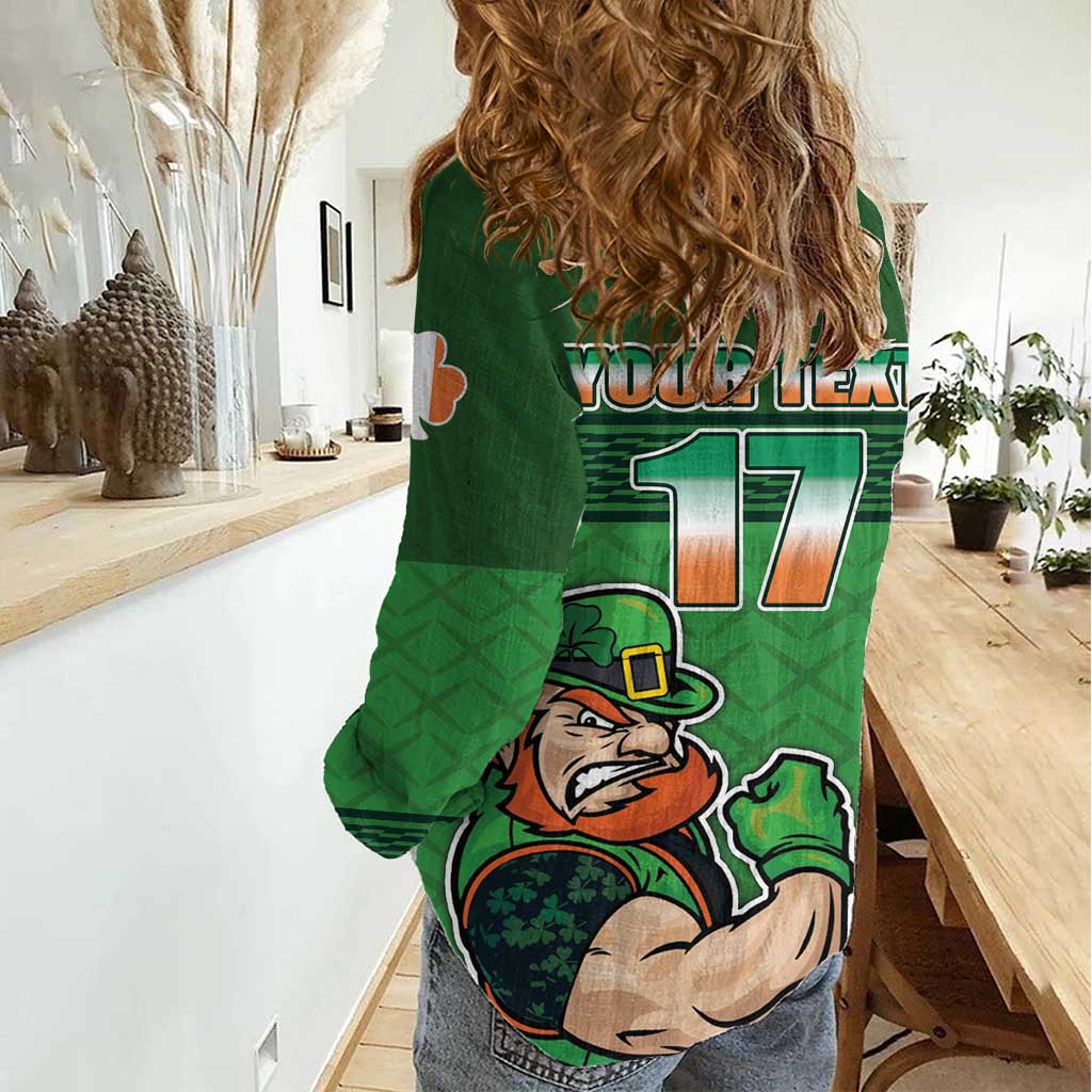 Custom Ireland Rugby with Celtic Pattern Women Casual Shirt Shamrock Go Champions