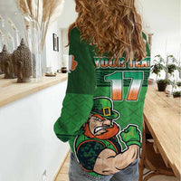 Custom Ireland Rugby with Celtic Pattern Women Casual Shirt Shamrock Go Champions
