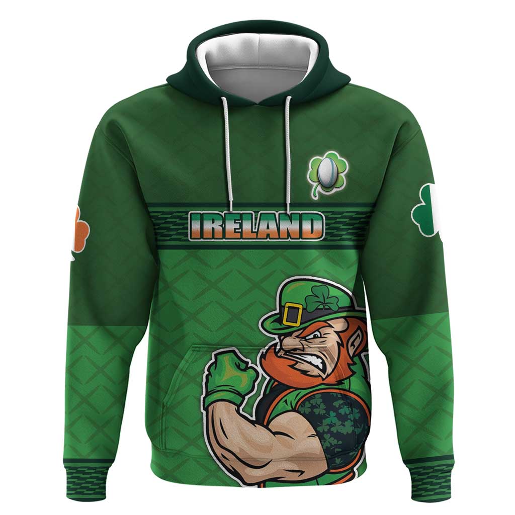 Custom Ireland Rugby with Celtic Pattern Zip Hoodie Shamrock Go Champions