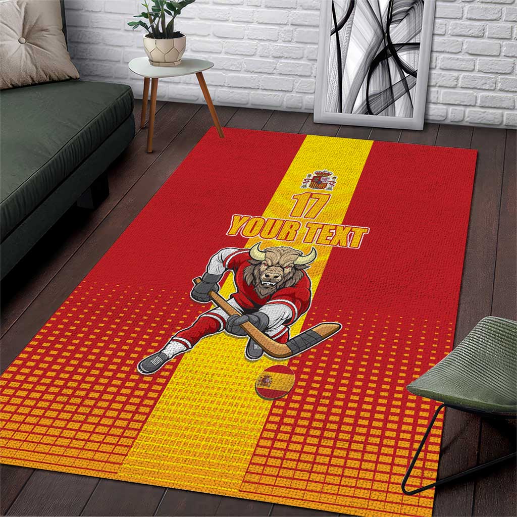 Custom Spain Field Hockey Area Rug Sporty Style with Bull Mascot