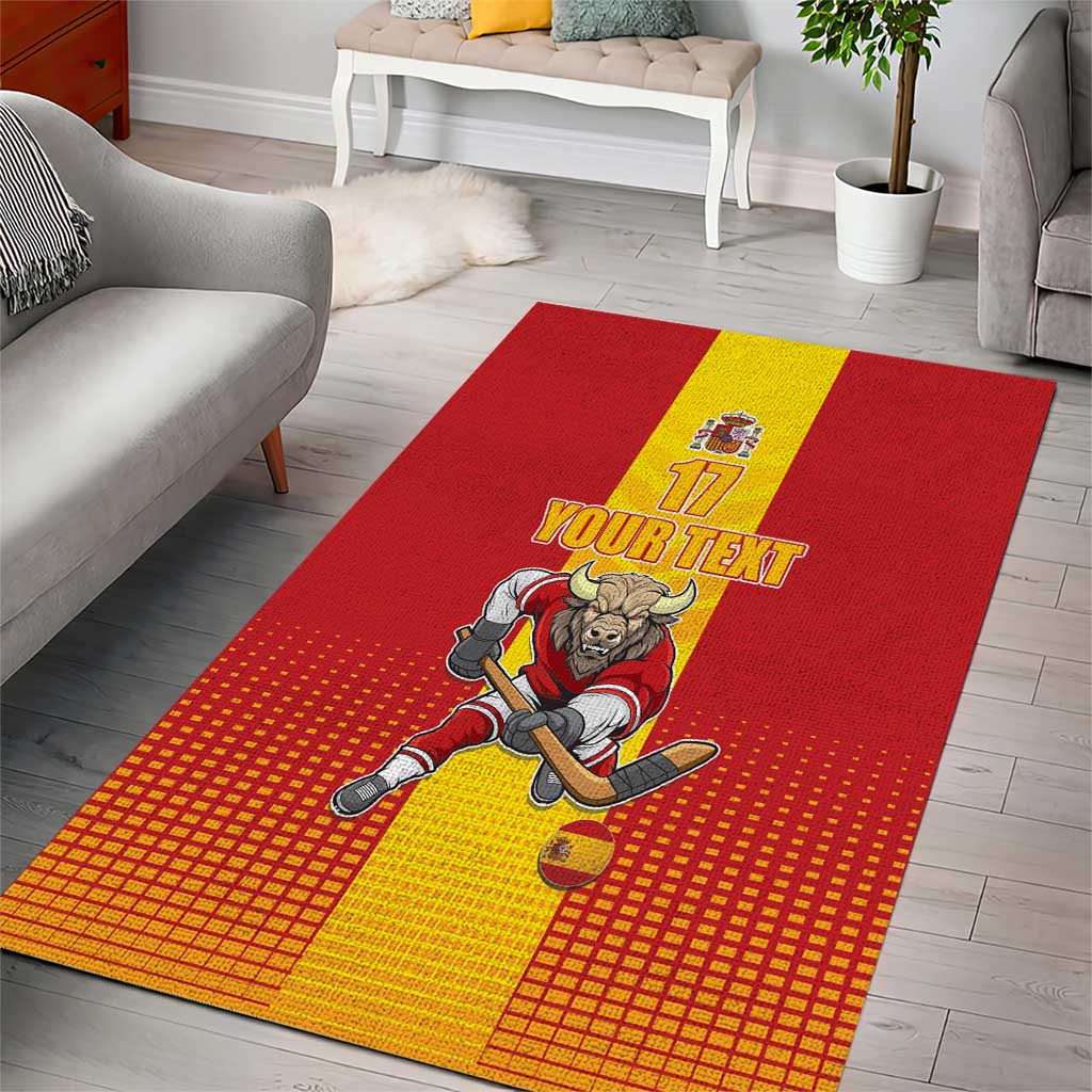 Custom Spain Field Hockey Area Rug Sporty Style with Bull Mascot
