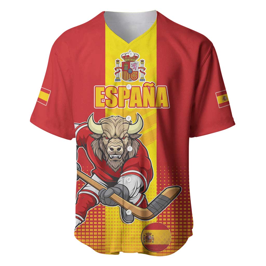 Custom Spain Field Hockey Baseball Jersey Sporty Style with Bull Mascot