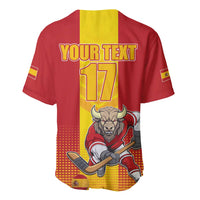 Custom Spain Field Hockey Baseball Jersey Sporty Style with Bull Mascot