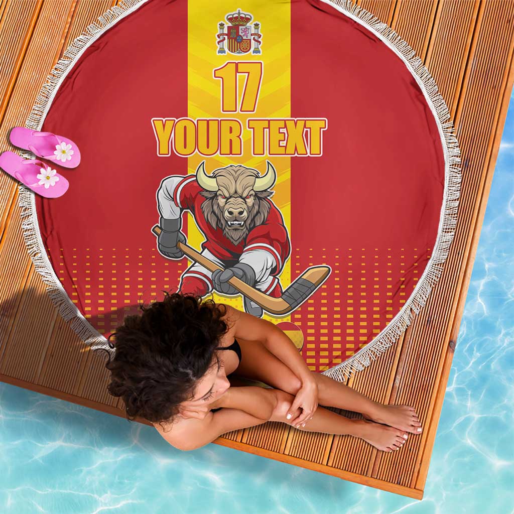 Custom Spain Field Hockey Beach Blanket Sporty Style with Bull Mascot