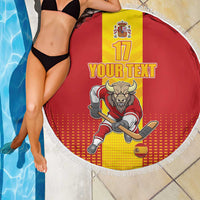 Custom Spain Field Hockey Beach Blanket Sporty Style with Bull Mascot