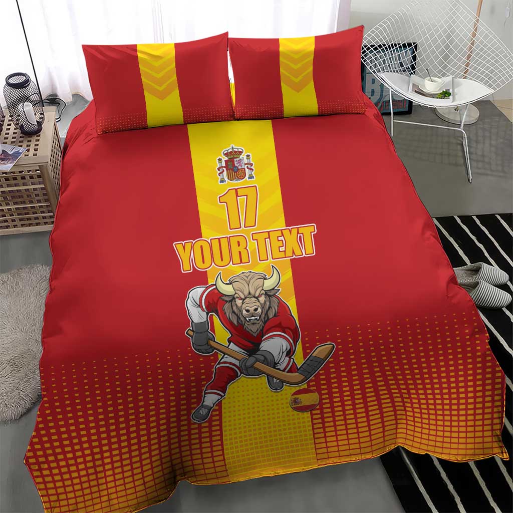 Custom Spain Field Hockey Bedding Set Sporty Style with Bull Mascot