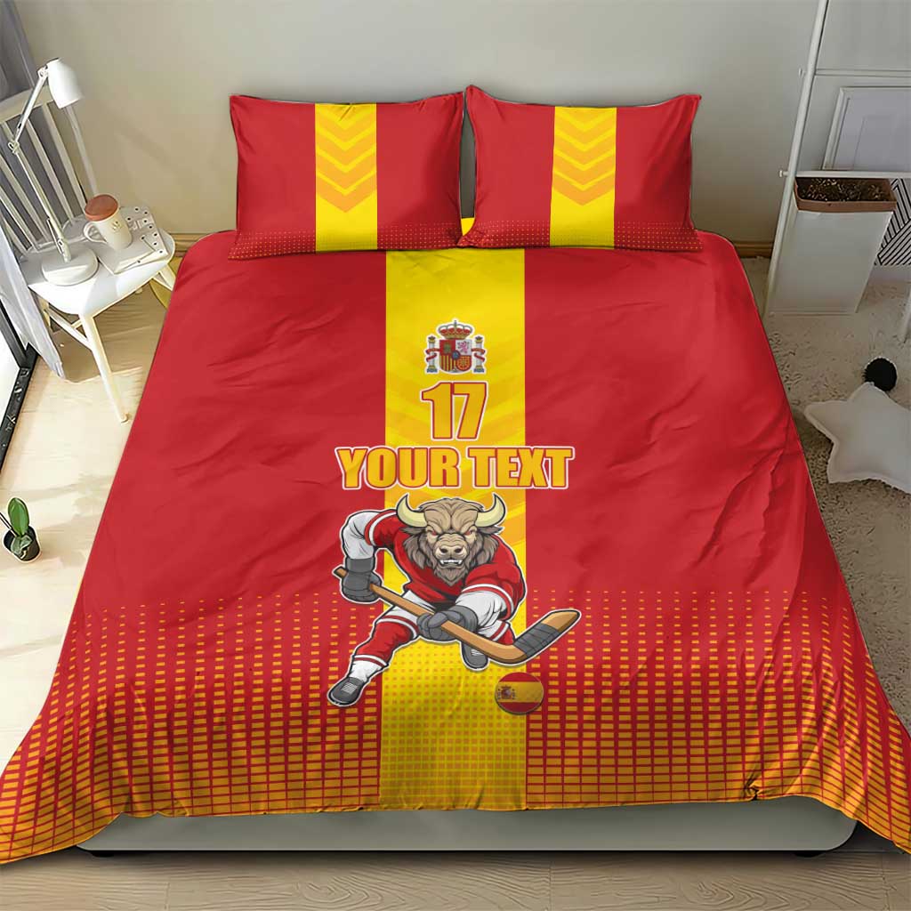 Custom Spain Field Hockey Bedding Set Sporty Style with Bull Mascot