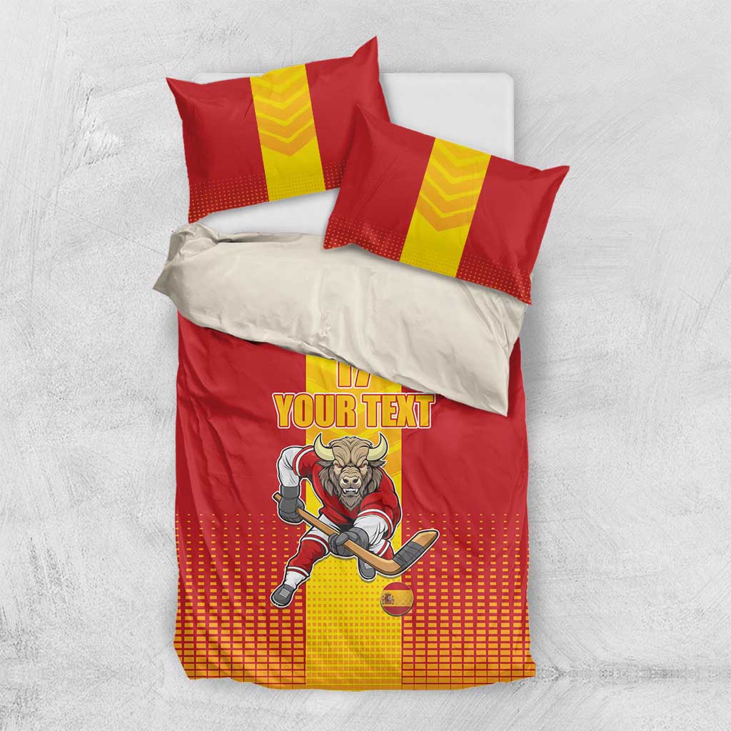 Custom Spain Field Hockey Bedding Set Sporty Style with Bull Mascot