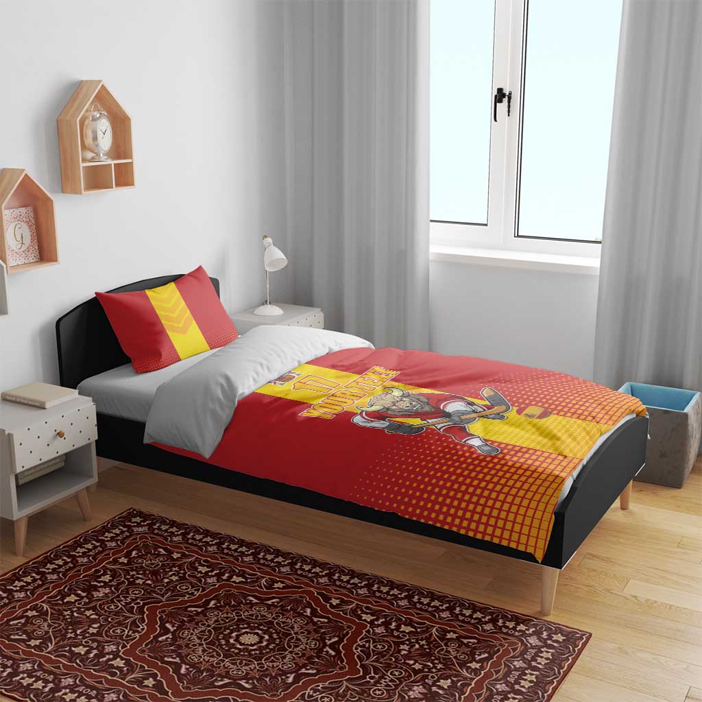 Custom Spain Field Hockey Bedding Set Sporty Style with Bull Mascot