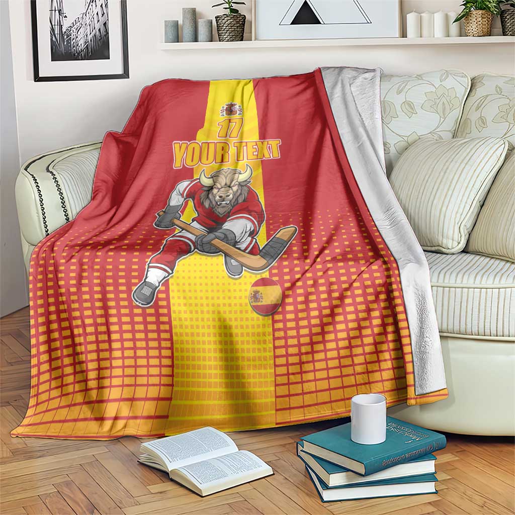 Custom Spain Field Hockey Blanket Sporty Style with Bull Mascot