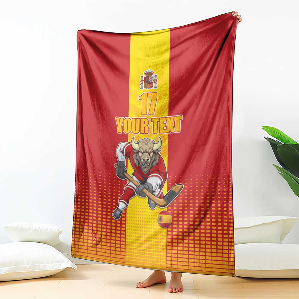 Custom Spain Field Hockey Blanket Sporty Style with Bull Mascot