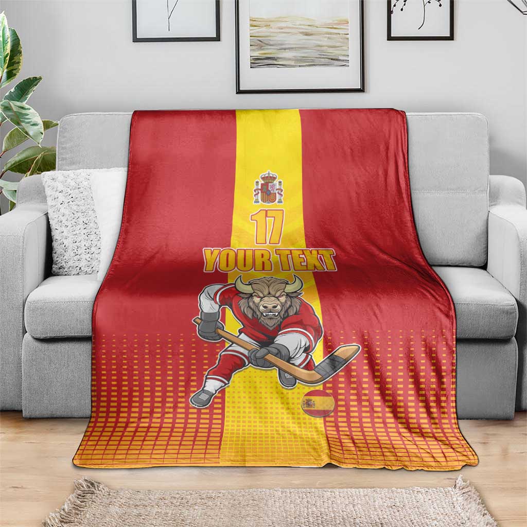 Custom Spain Field Hockey Blanket Sporty Style with Bull Mascot