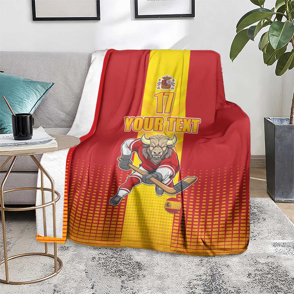 Custom Spain Field Hockey Blanket Sporty Style with Bull Mascot