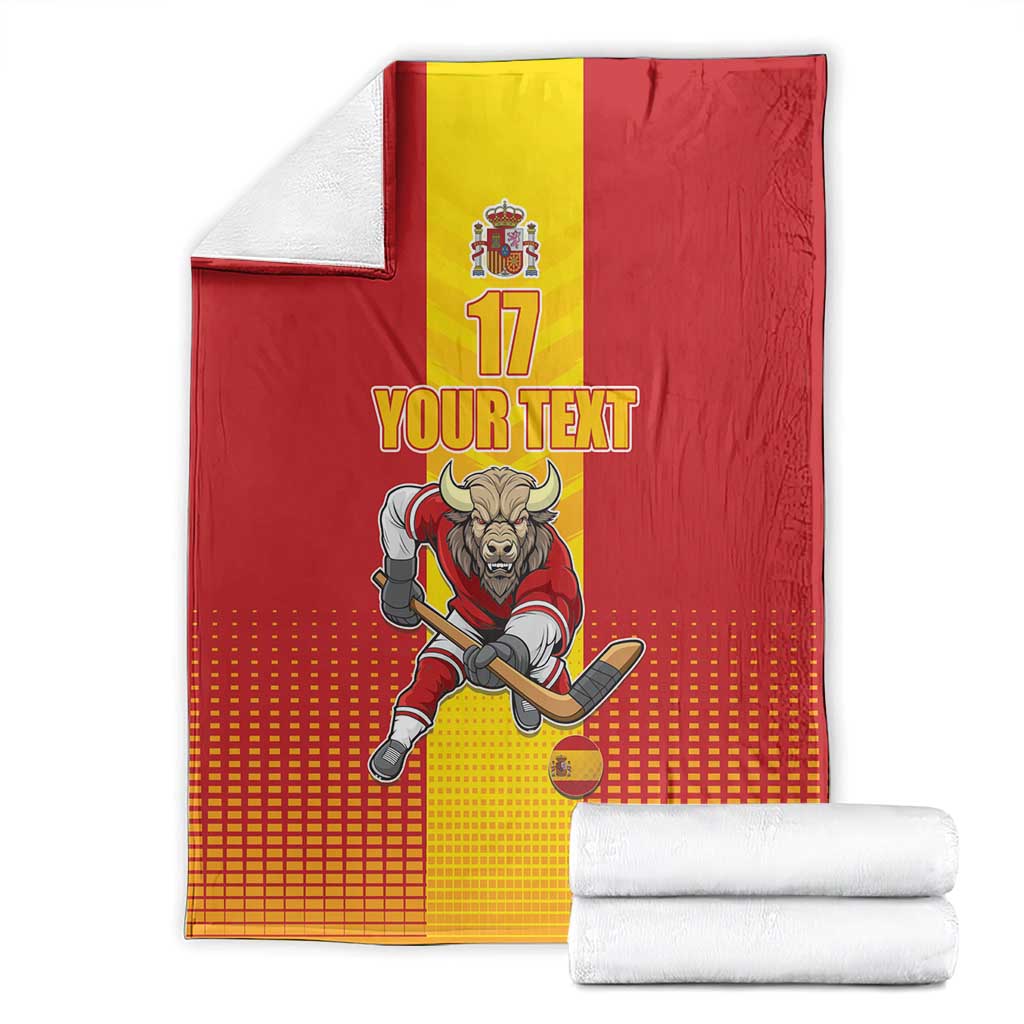 Custom Spain Field Hockey Blanket Sporty Style with Bull Mascot