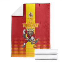 Custom Spain Field Hockey Blanket Sporty Style with Bull Mascot
