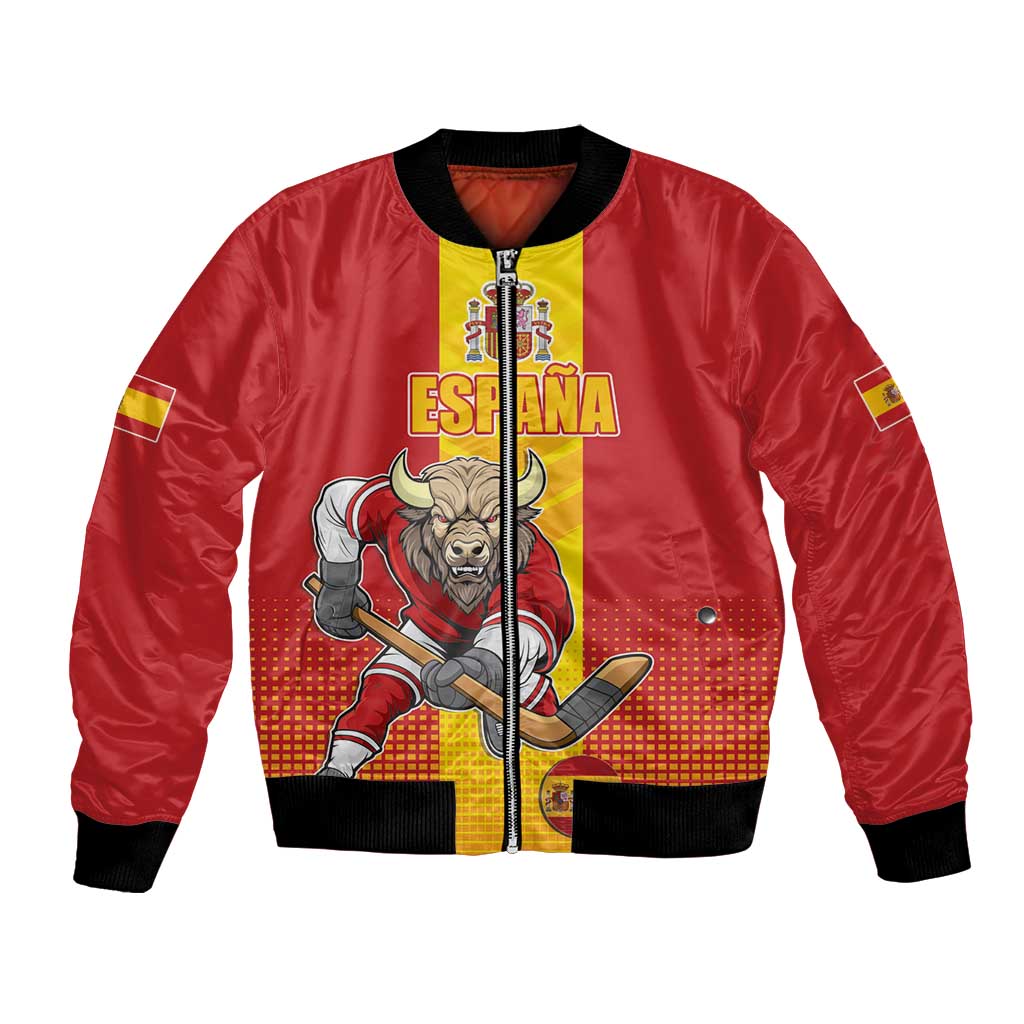 Custom Spain Field Hockey Bomber Jacket Sporty Style with Bull Mascot