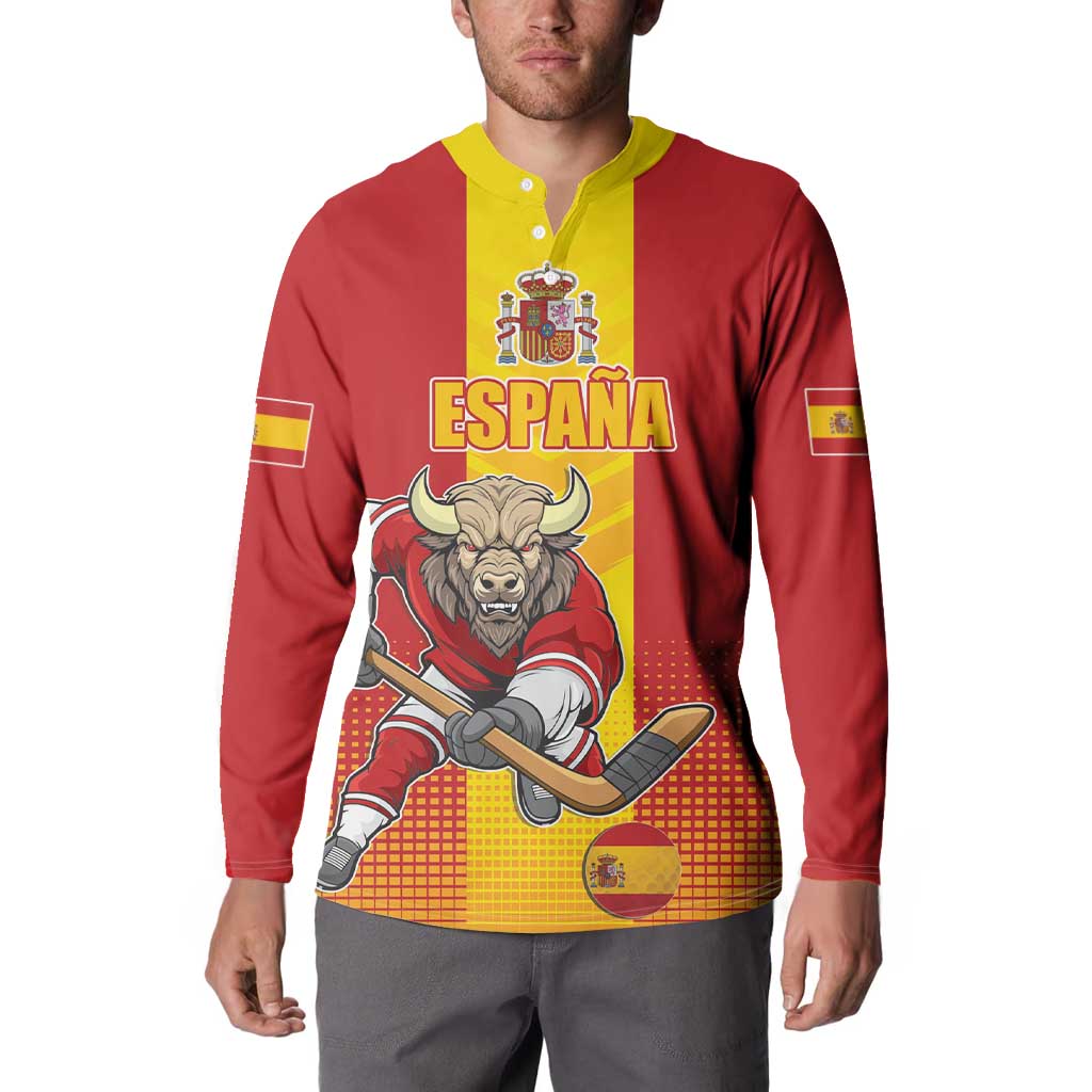 Custom Spain Field Hockey Button Sweatshirt Sporty Style with Bull Mascot