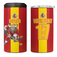 Custom Spain Field Hockey 4 in 1 Can Cooler Tumbler Sporty Style with Bull Mascot