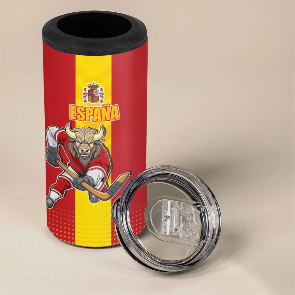 Custom Spain Field Hockey 4 in 1 Can Cooler Tumbler Sporty Style with Bull Mascot
