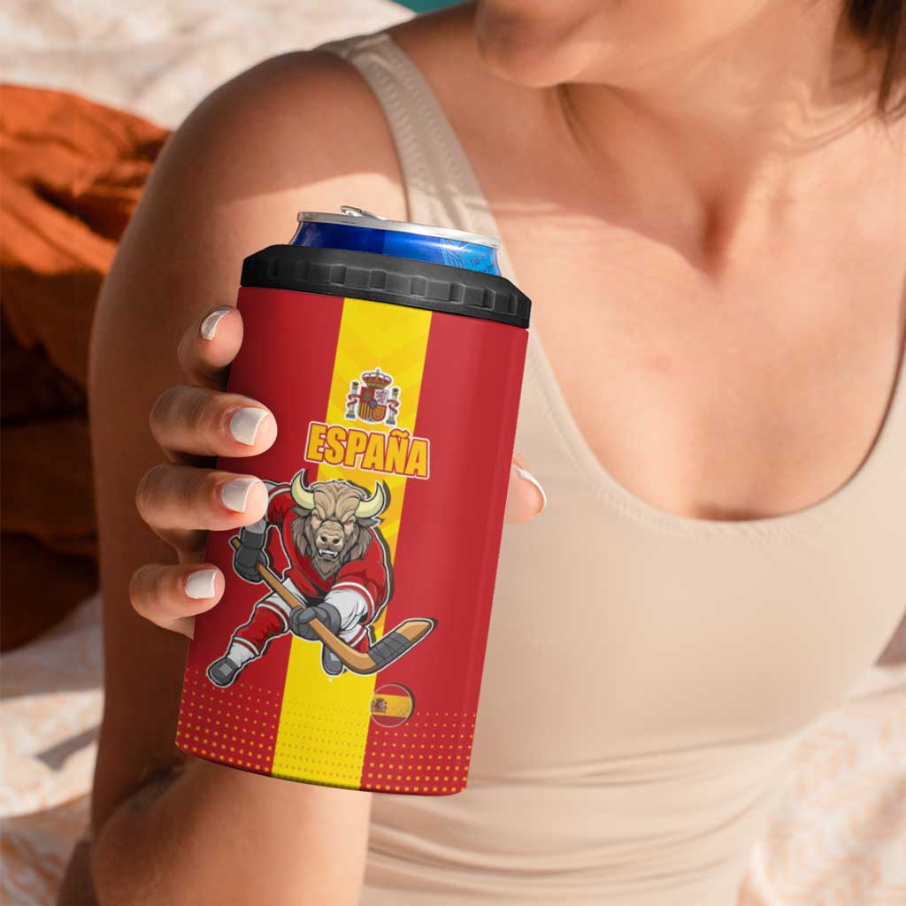 Custom Spain Field Hockey 4 in 1 Can Cooler Tumbler Sporty Style with Bull Mascot