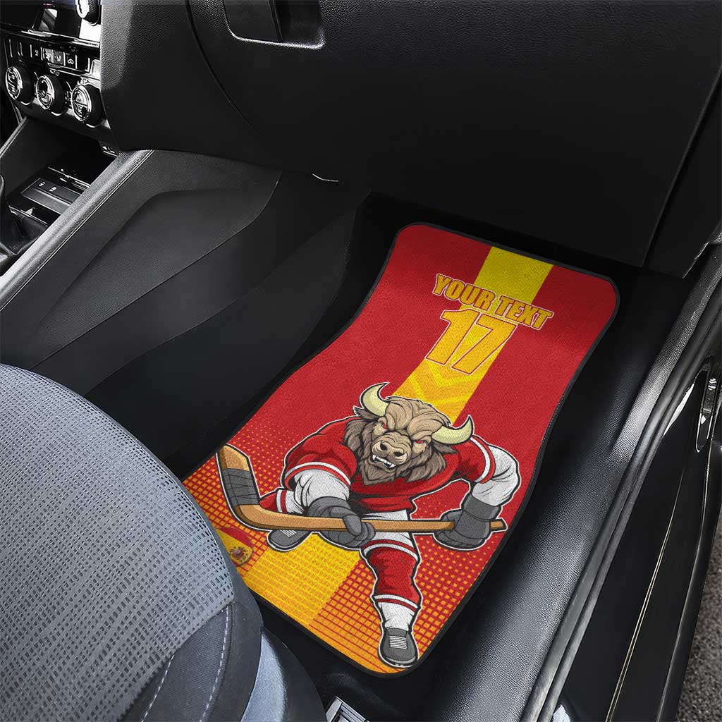 Custom Spain Field Hockey Car Mats Sporty Style with Bull Mascot