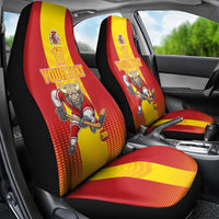 Custom Spain Field Hockey Car Seat Cover Sporty Style with Bull Mascot
