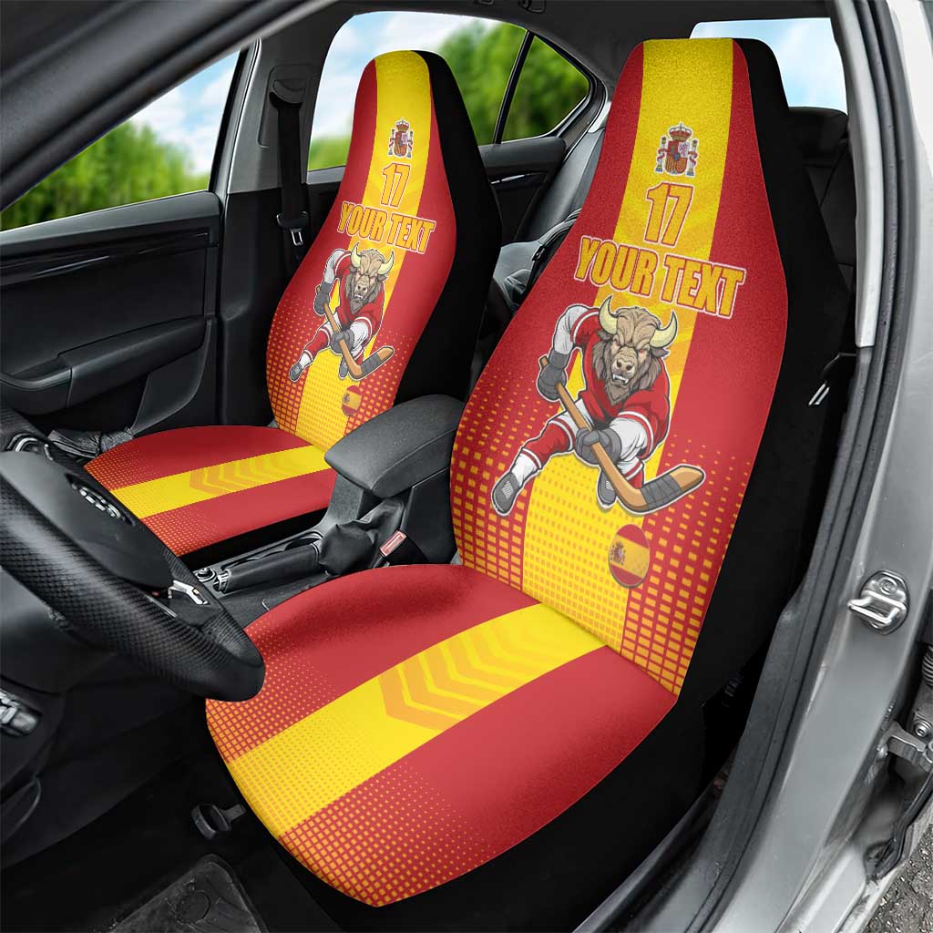 Custom Spain Field Hockey Car Seat Cover Sporty Style with Bull Mascot