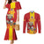 Custom Spain Field Hockey Couples Matching Mermaid Dress and Long Sleeve Button Shirt Sporty Style with Bull Mascot