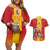 Custom Spain Field Hockey Couples Matching Off Shoulder Short Dress and Hawaiian Shirt Sporty Style with Bull Mascot