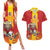 Custom Spain Field Hockey Couples Matching Summer Maxi Dress and Hawaiian Shirt Sporty Style with Bull Mascot
