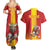 Custom Spain Field Hockey Couples Matching Summer Maxi Dress and Hawaiian Shirt Sporty Style with Bull Mascot