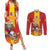 Custom Spain Field Hockey Couples Matching Summer Maxi Dress and Long Sleeve Button Shirt Sporty Style with Bull Mascot