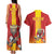 Custom Spain Field Hockey Couples Matching Tank Maxi Dress and Hawaiian Shirt Sporty Style with Bull Mascot
