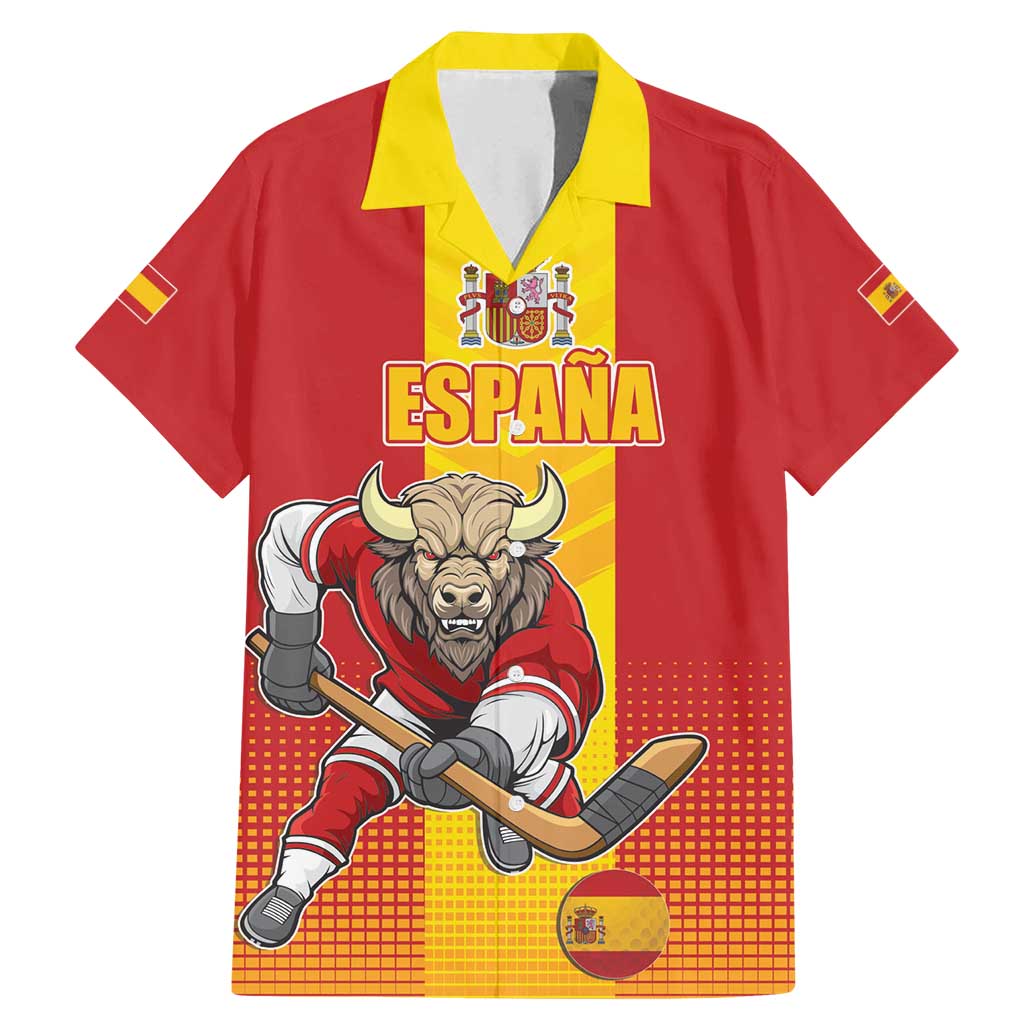 Custom Spain Field Hockey Family Matching Mermaid Dress and Hawaiian Shirt Sporty Style with Bull Mascot