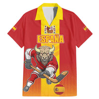 Custom Spain Field Hockey Family Matching Mermaid Dress and Hawaiian Shirt Sporty Style with Bull Mascot
