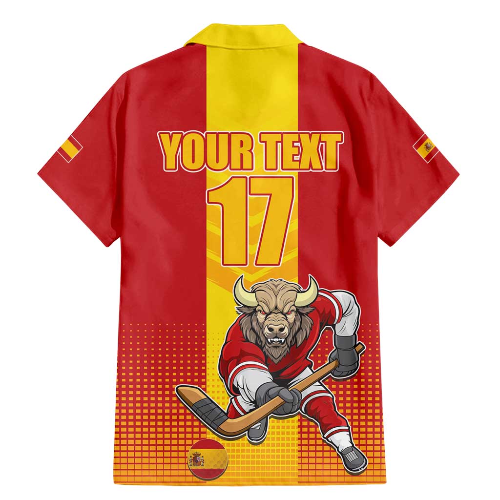 Custom Spain Field Hockey Family Matching Mermaid Dress and Hawaiian Shirt Sporty Style with Bull Mascot