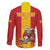 Custom Spain Field Hockey Family Matching Off The Shoulder Long Sleeve Dress and Hawaiian Shirt Sporty Style with Bull Mascot