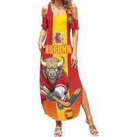 Custom Spain Field Hockey Family Matching Summer Maxi Dress and Hawaiian Shirt Sporty Style with Bull Mascot