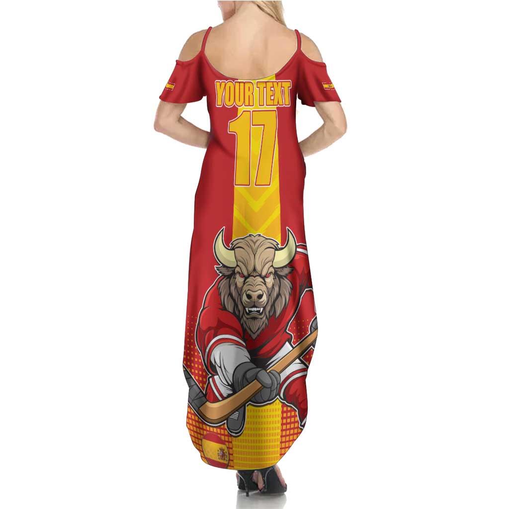 Custom Spain Field Hockey Family Matching Summer Maxi Dress and Hawaiian Shirt Sporty Style with Bull Mascot