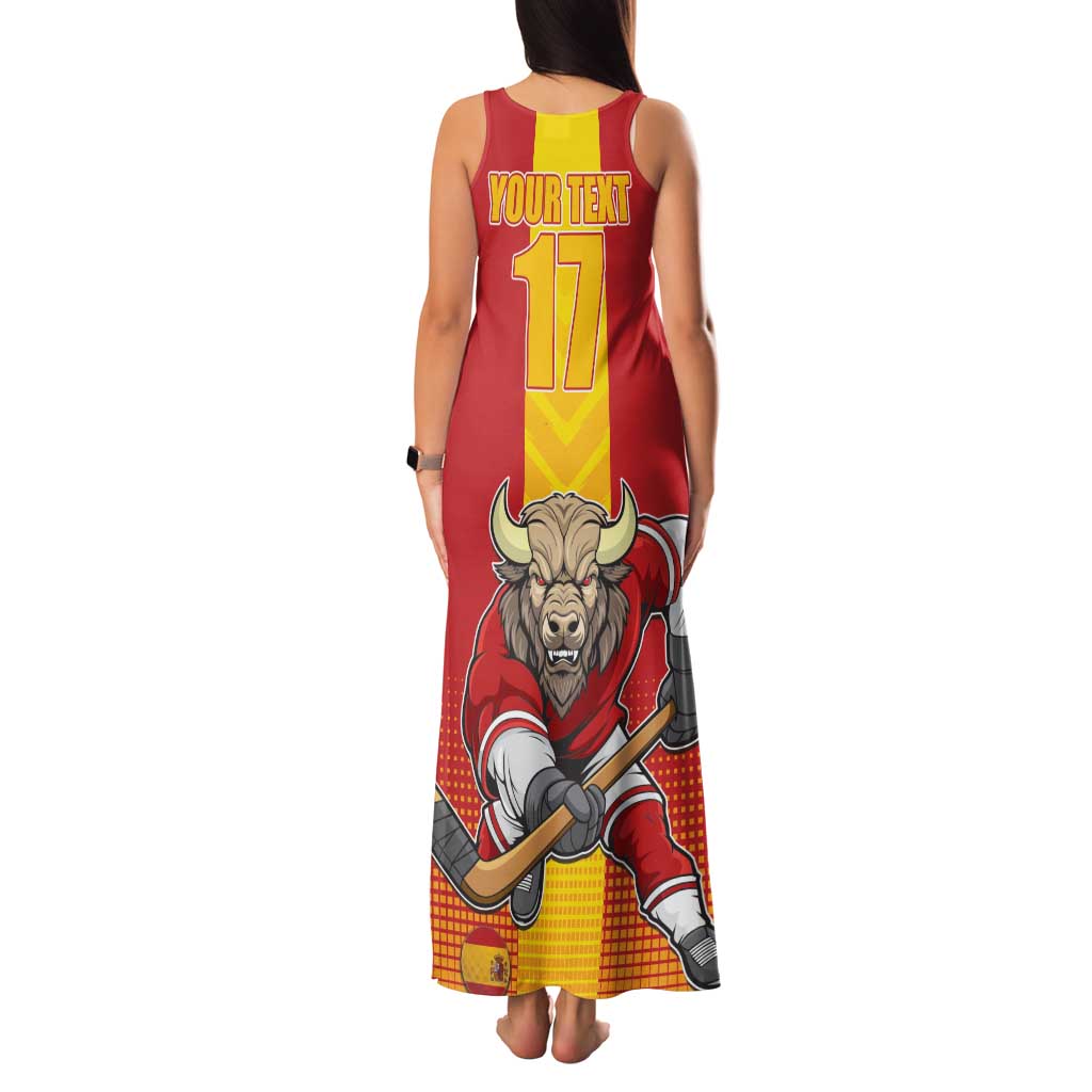 Custom Spain Field Hockey Family Matching Tank Maxi Dress and Hawaiian Shirt Sporty Style with Bull Mascot