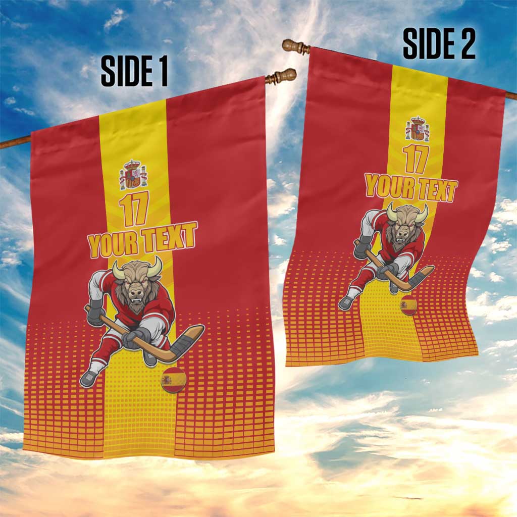 Custom Spain Field Hockey Garden Flag Sporty Style with Bull Mascot