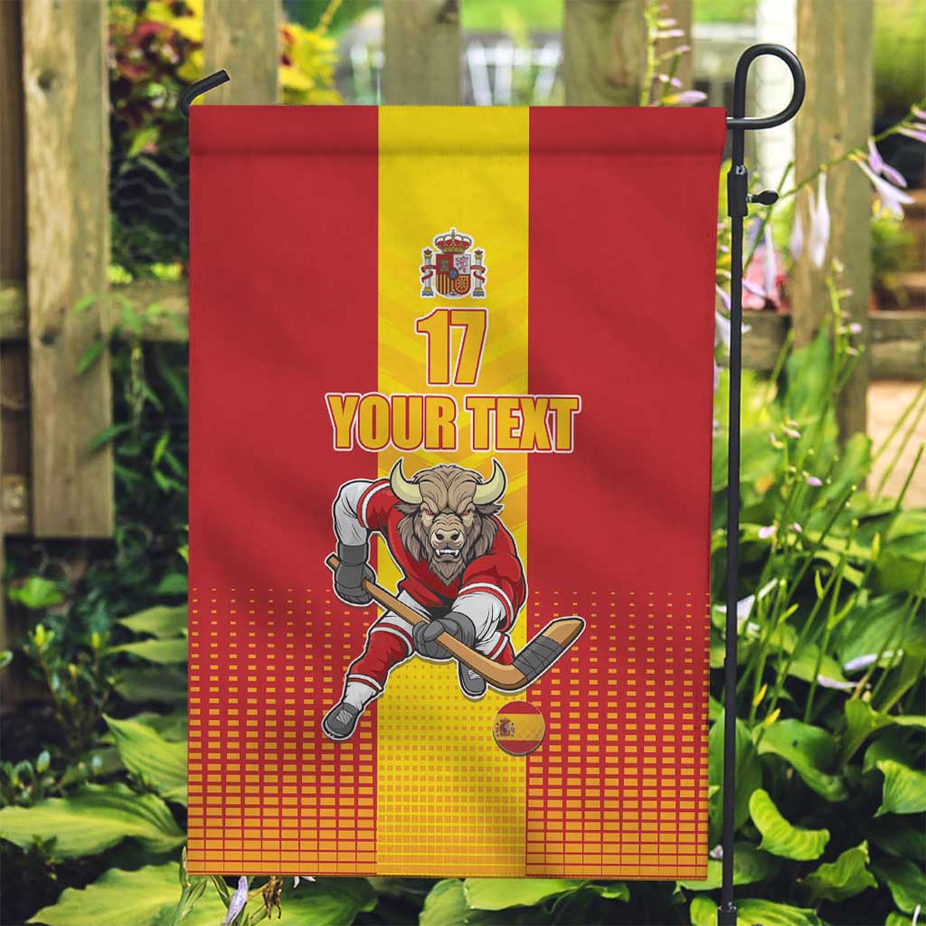 Custom Spain Field Hockey Garden Flag Sporty Style with Bull Mascot