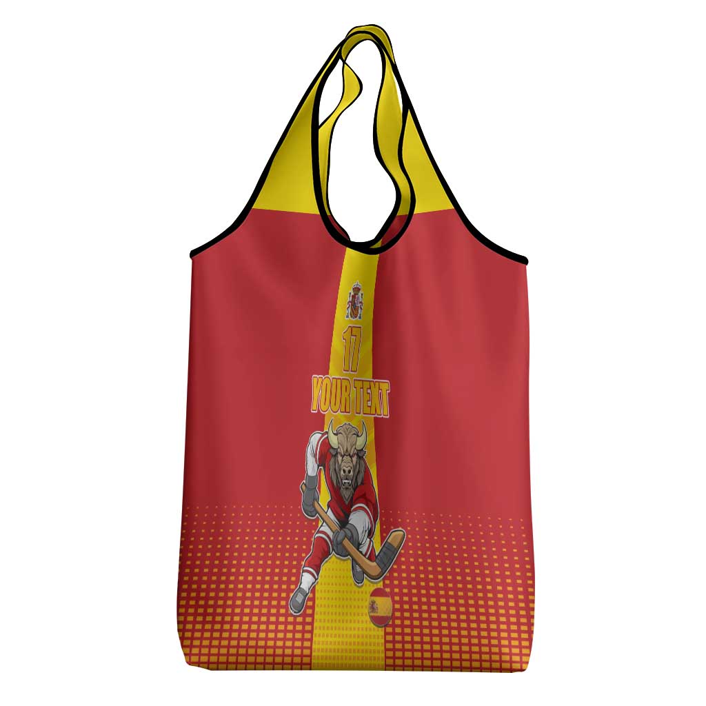 Custom Spain Field Hockey Grocery Bag Sporty Style with Bull Mascot