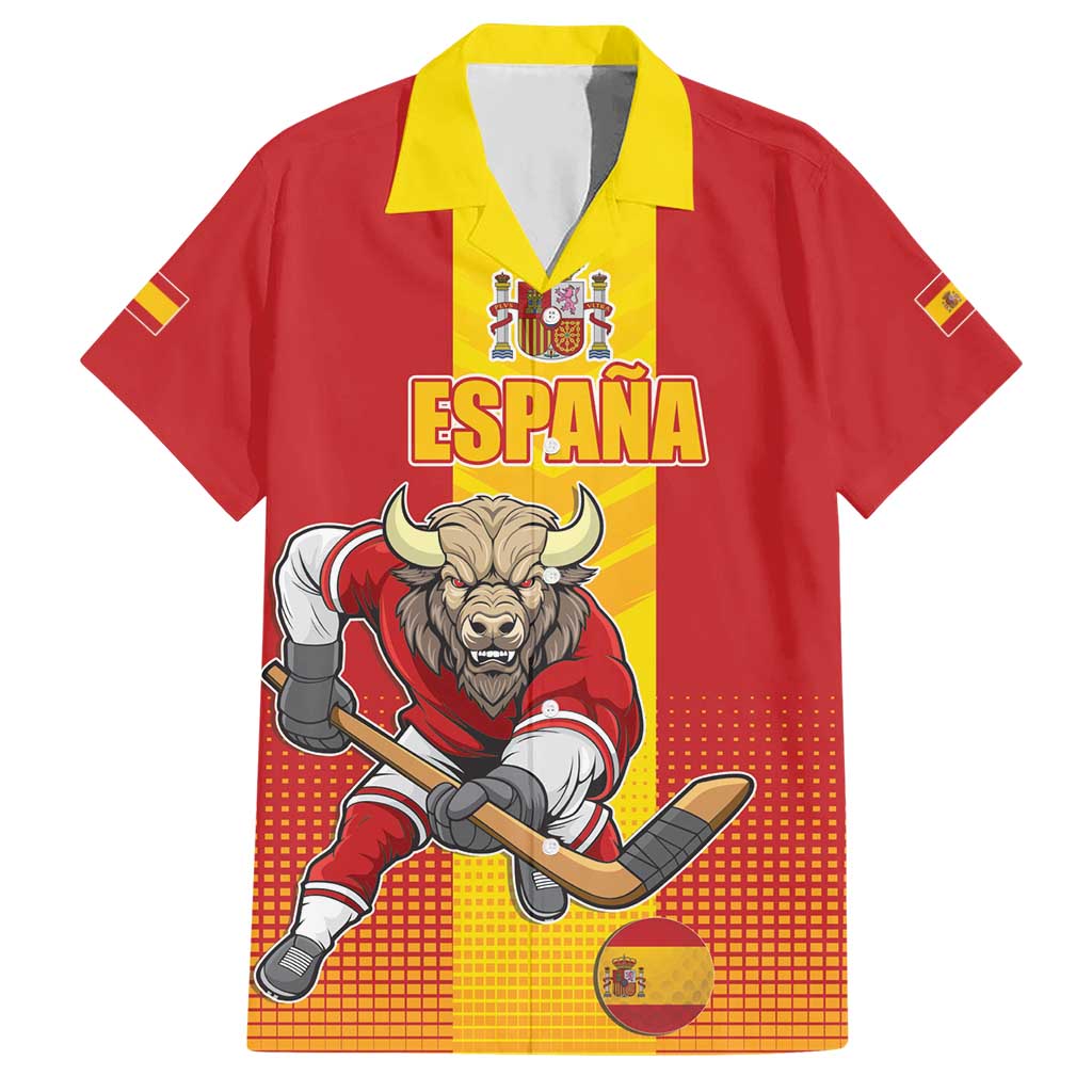 Custom Spain Field Hockey Hawaiian Shirt Sporty Style with Bull Mascot